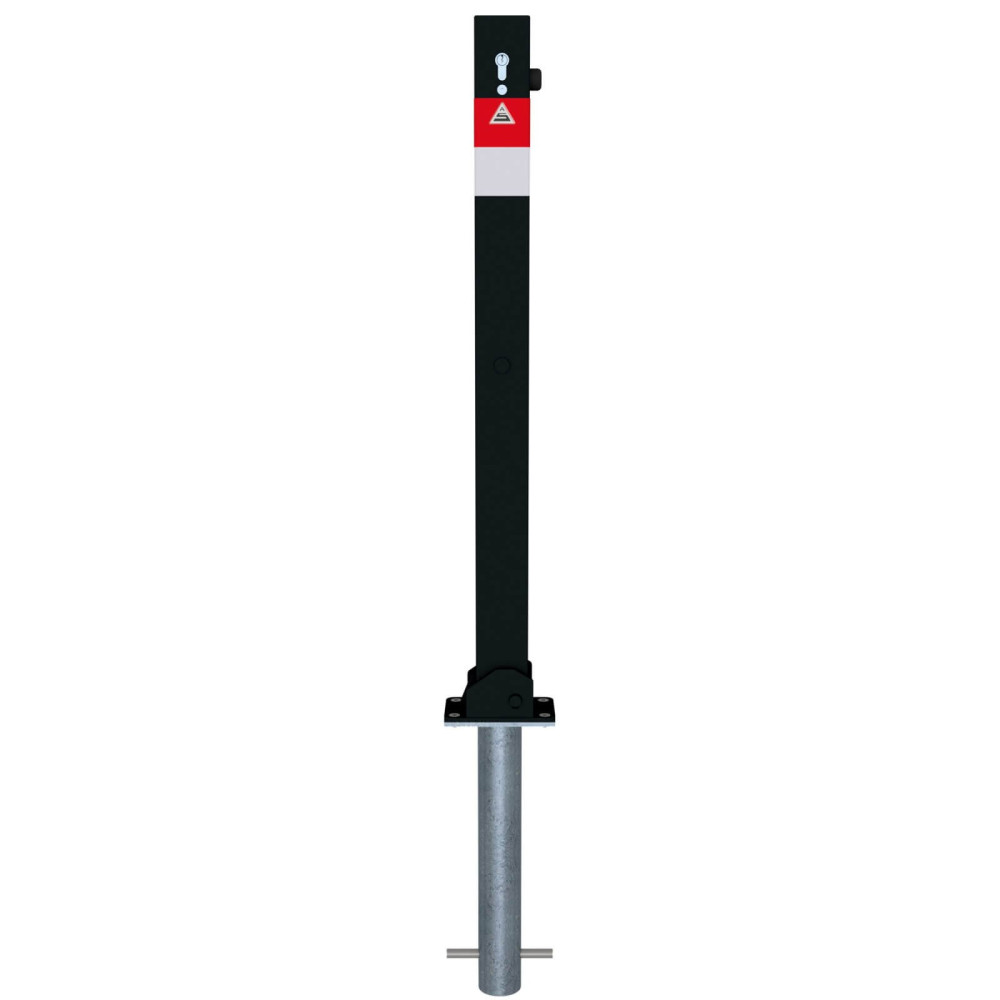 Absperrpfosten Black - Line 70 x 70 mm, umlegbar, zum einbetonieren mit Profilzylinderschloss und drei Schlüsseln