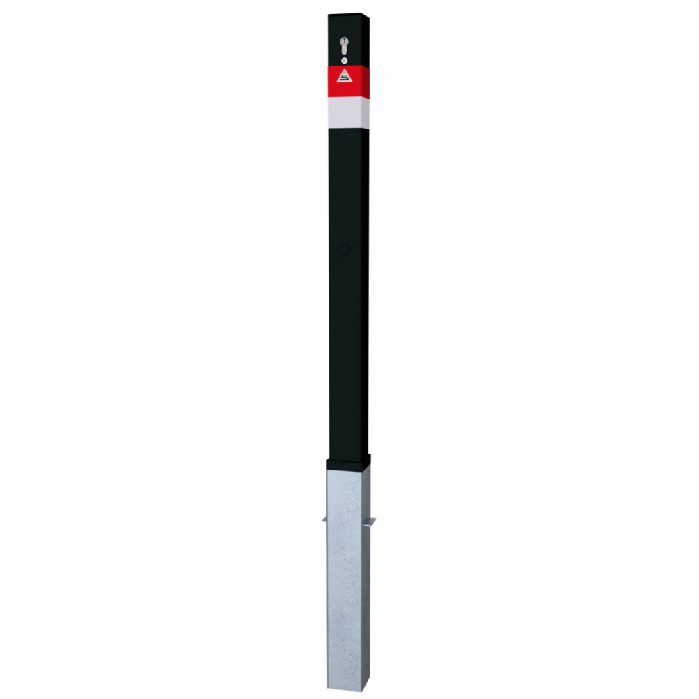 Absperrpfosten Black - Line 70 x 70 mm, herausnehmbar mit Profilzylinderschloss und drei Schlüsseln