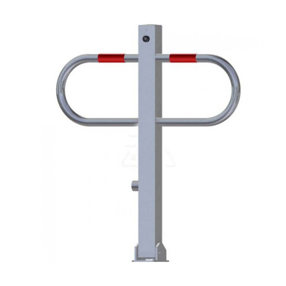 Parkplatzsperre 70 x 70 mm Stahlrohr Überflur 900 mm umlegbar mit Dreikantverschluss - feuerverzinkt – feuerverzinkt