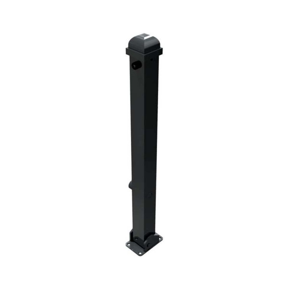 Stilpoller 70 x 70 mm Serie 473 mit Zierkopf und Zierring umlegbar mit Dreikantverschluss für Dübelbefestigung Anthrazit RAL 7016