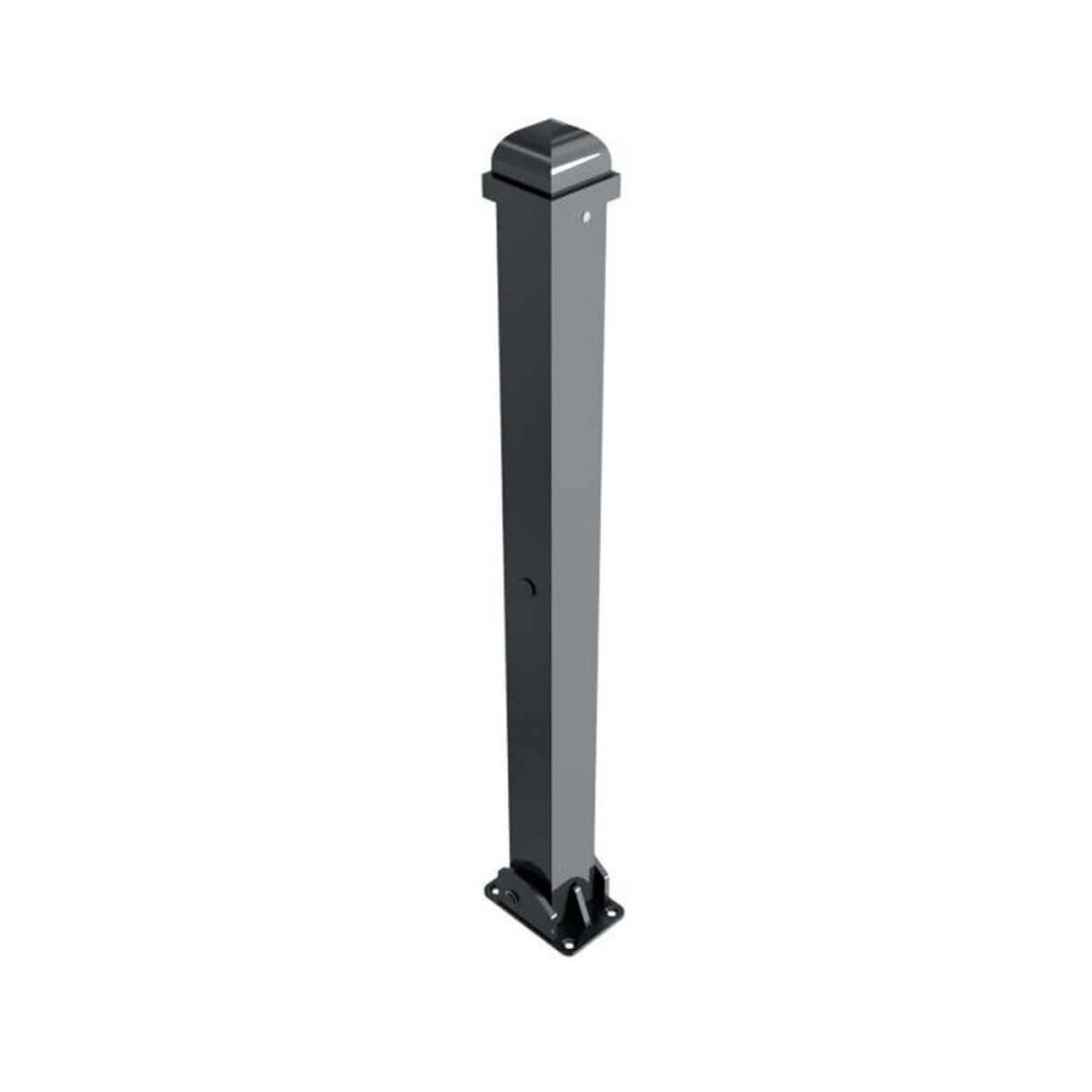 Stilpoller 70 x 70 mm Serie 473 mit Zierkopf und Zierring umlegbar mit Profilzylinderschloss für Dübelbefestigung Anthrazit RAL 7016
