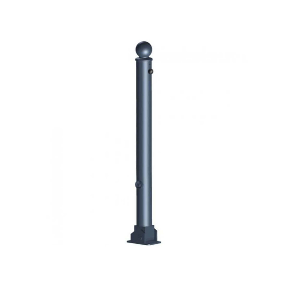 Absperr-Stilpfosten Ø 76 mm Serie 474 umlegbar mit Dreikantverschluss für Dübelbefestigung Anthrazit RAL 7016