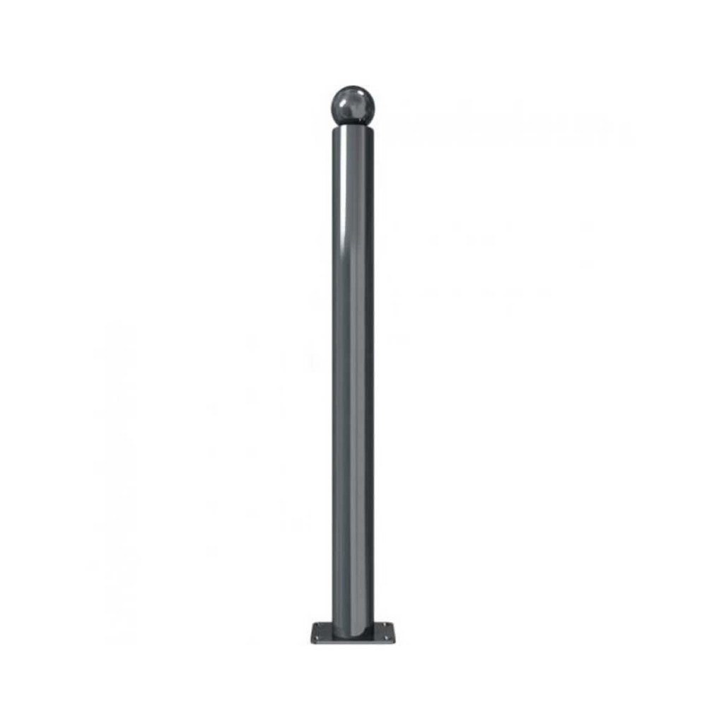 Absperr-Stilpfosten Ø 76 mm Serie 475 ortsfest für Dübelbefestigung Anthrazit RAL 7016