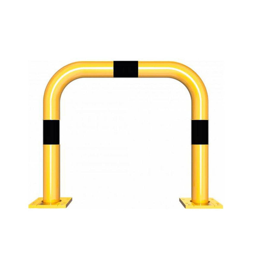 Rammschutzbügel abnehmbar Ø 76 mm Stahlrohr für Dübelbefestigung gelb / schwarz B 750 mm H 650 mm