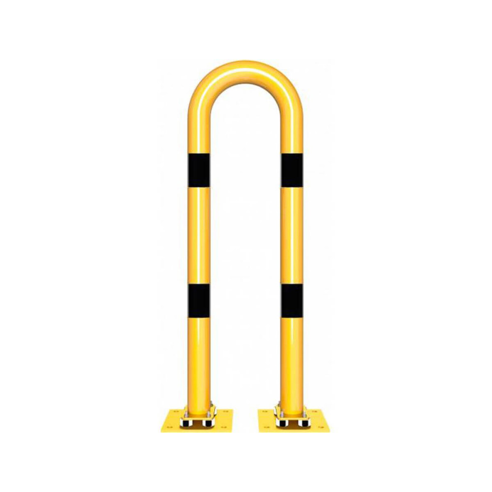 Rammschutzbügel elastisch, neigbar Ø 76 mm Stahlrohr für Dübelbefestigung gelb / schwarz B 400 mm H 1150 mm