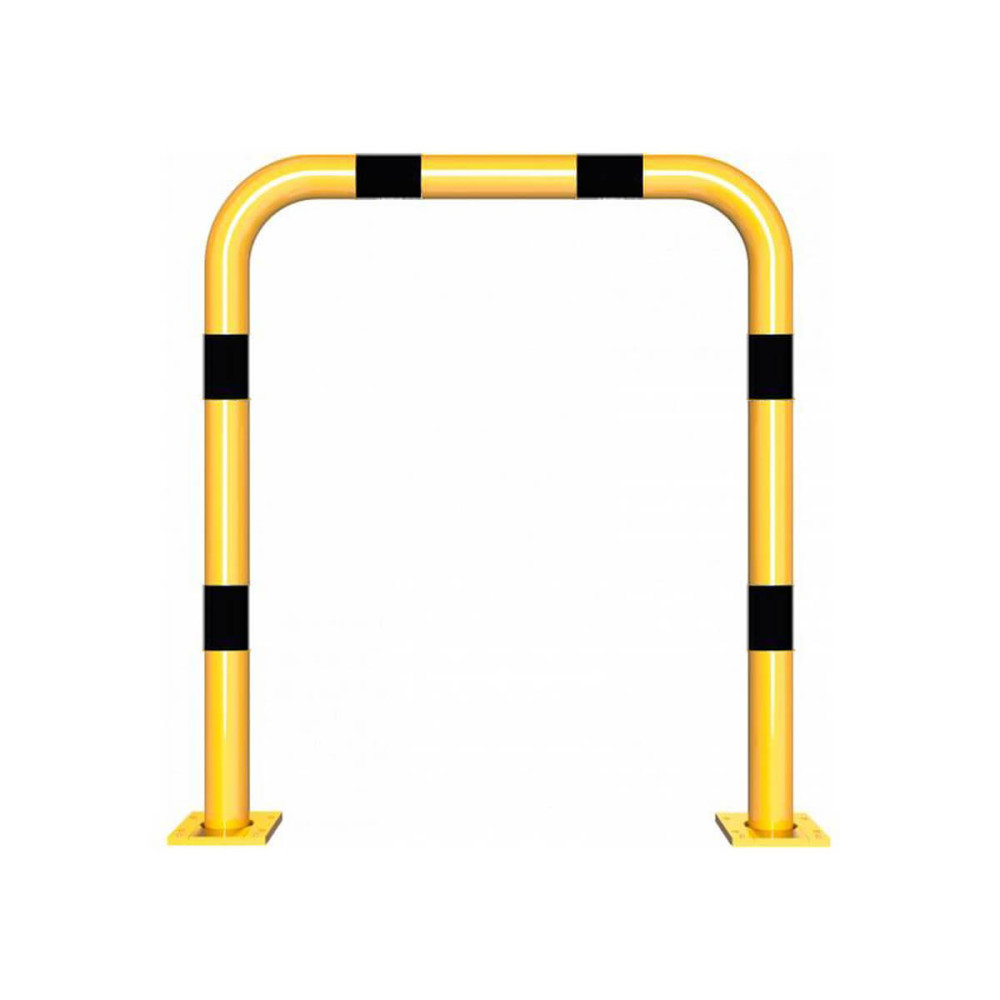 Rammschutzbügel abnehmbar Ø 76 mm Stahlrohr für Dübelbefestigung gelb / schwarz B 1000 mm H 1150 mm