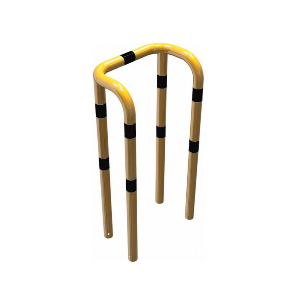 Rammschutzbügel Doppelbügel Ø 76 mm Stahlrohr zum einbetonieren gelb / schwarz B 750 mm H 1150 mm