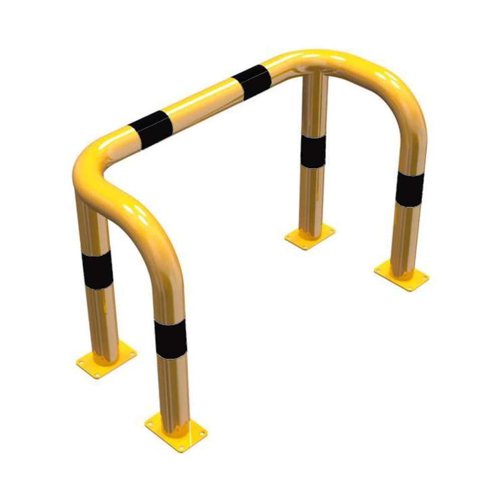 Rammschutzbügel Doppelbügel Ø 76 mm Stahlrohr für Dübelbefestigung gelb / schwarz B 1000 mm H 650 mm