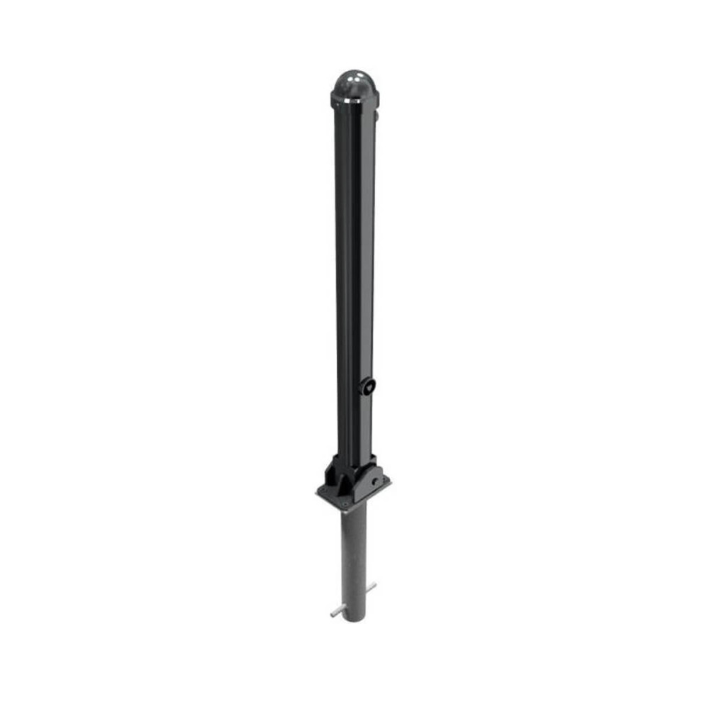 Absperr-Stilpfosten Ø 76 mm + 2 Ösen Serie 477 umlegbar mit Dreikantverschluss zum einbetonieren inkl. Bodenhülse Anthrazit RAL 7016
