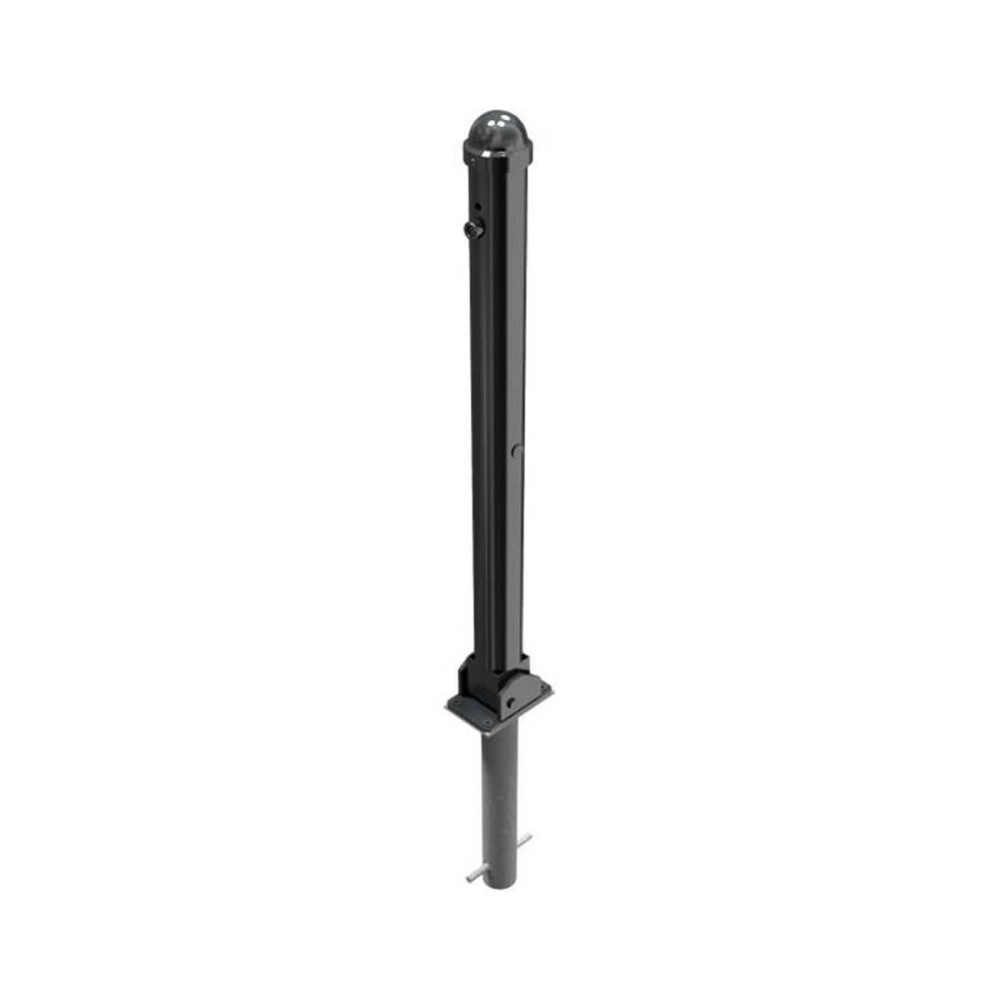 Absperr-Stilpfosten Ø 76 mm + 1 Öse Serie 477 umlegbar mit Profilzylinderschloss zum einbetonieren inkl. Bodenhülse Anthrazit RAL 7016