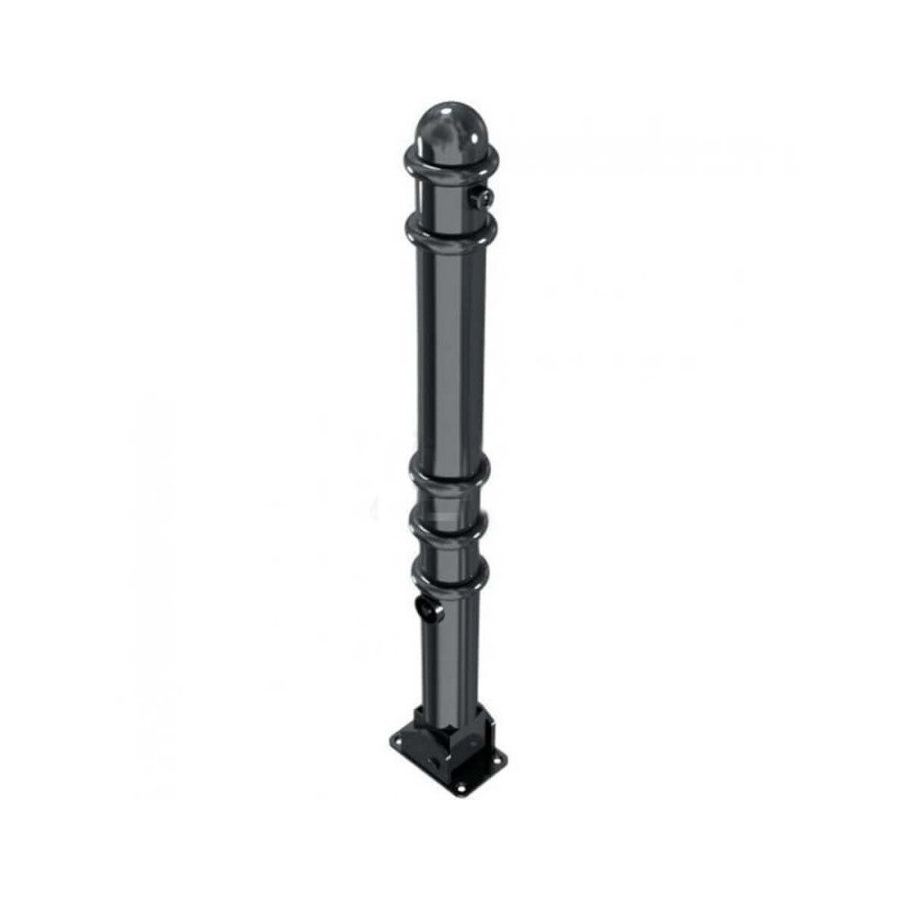 Absperr-Stilpfosten Ø 76 mm Serie 479 umlegbar mit Dreikantverschluss für Dübelbefestigung Anthrazit RAL 7016