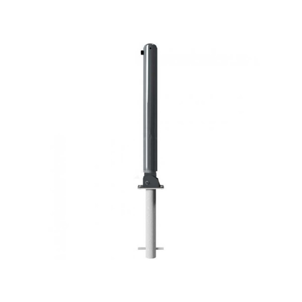 Absperr-Stilpfosten Ø 82 mm + 1 Öse Serie 480 umlegbar mit Dreikantverschluss zum einbetonieren inkl. Bodenhülse Anthrazit RAL 7016