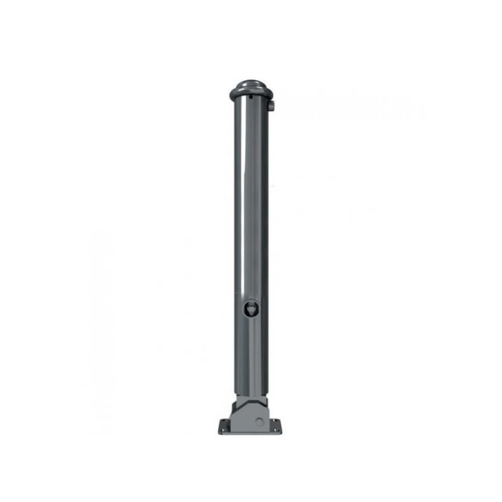 Absperr-Stilpfosten Ø 82 mm Serie 481 umlegbar mit Dreikantverschluss für Dübelbefestigung Anthrazit RAL 7016