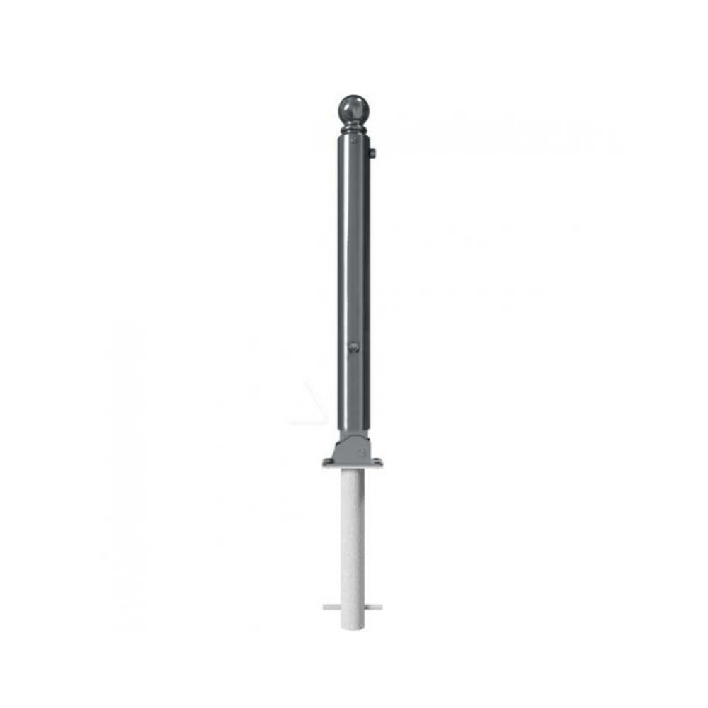 Absperr-Stilpfosten Ø 82 mm + 2 Ösen Serie 485 umlegbar mit Dreikantverschluss zum einbetonieren inkl. Bodenhülse