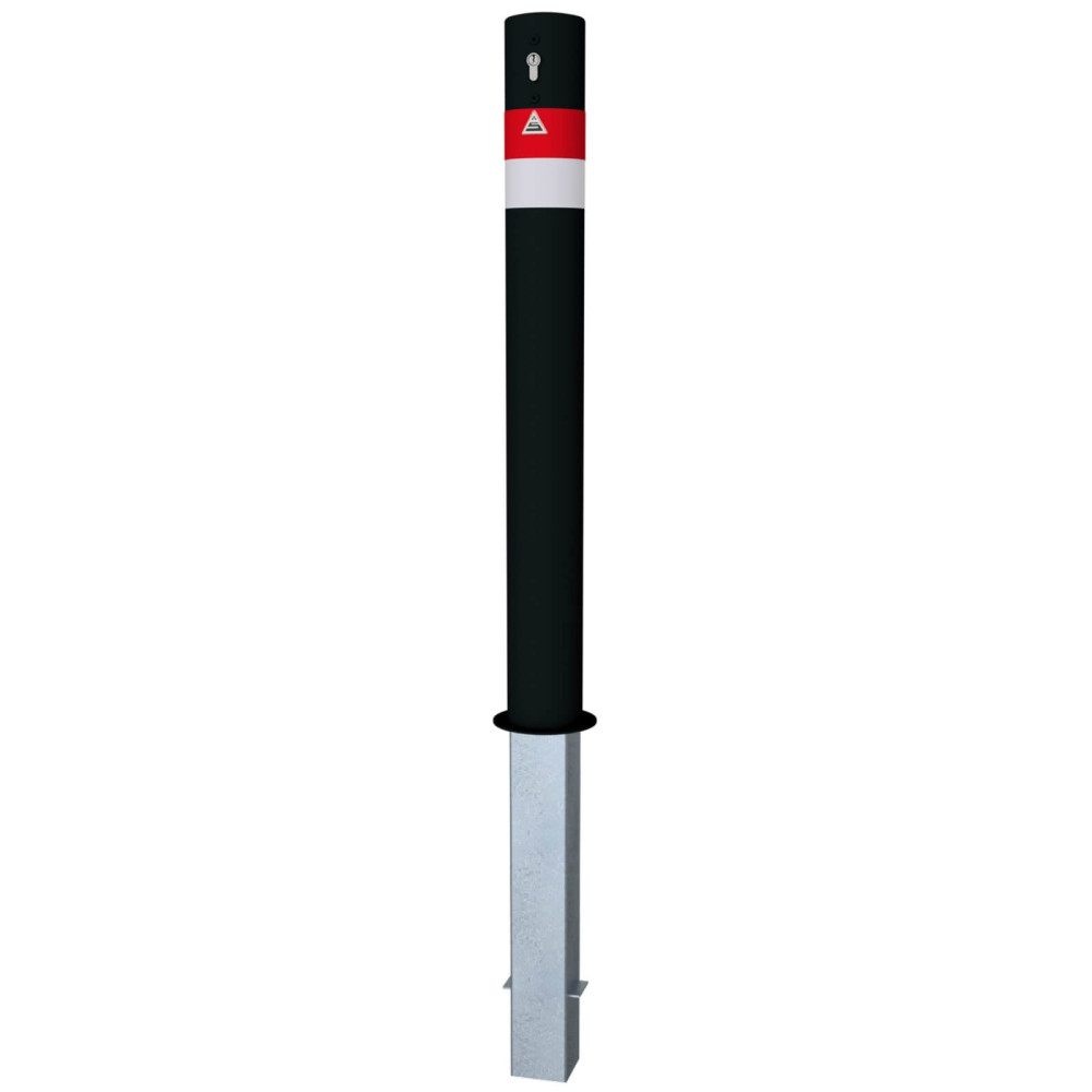 Absperrpfosten Black - Line Ø 102 mm, herausnehmbar mit Profilzylinderschloss und drei Schlüsseln