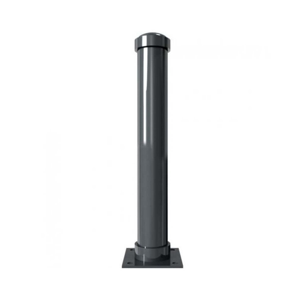 Absperr-Stilpfosten Ø 108 mm mit Zierringen Serie 4971 ortsfest für Dübelbefestigung Anthrazit RAL 7016