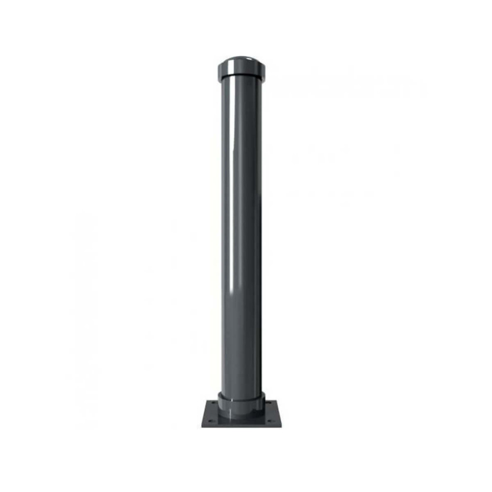 Absperr-Stilpfosten Ø 108 mm mit Zierringen Serie 497 ortsfest für Dübelbefestigung Anthrazit RAL 7016
