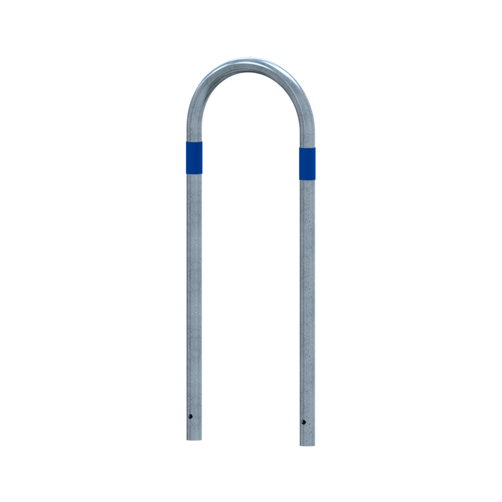 Absperrbügel Ø 48 mm E-Ladesäulenschutz Breite 400 mm Höhe 1200 mm feuerverzinkt mit blaue Streifen