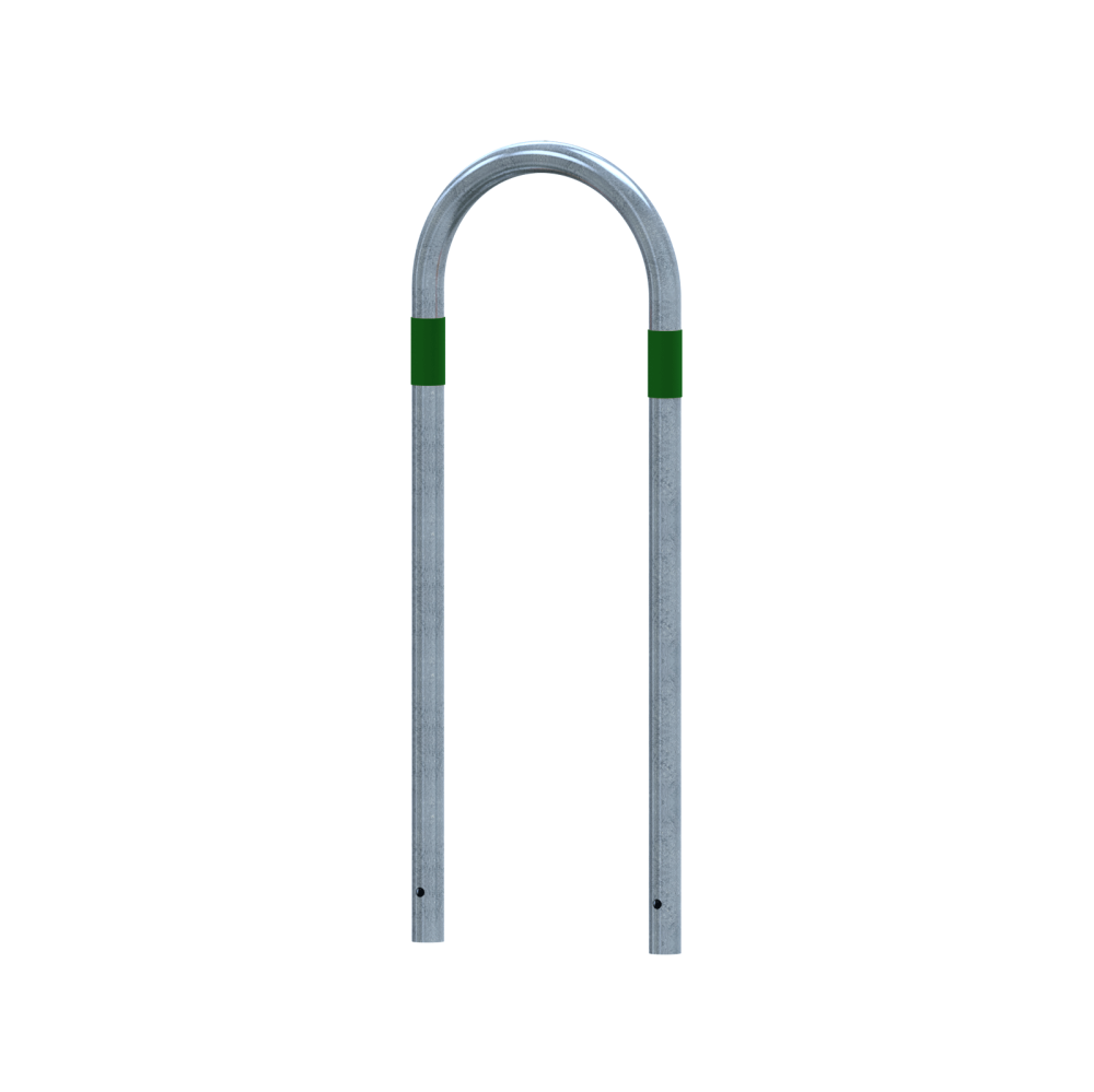 Absperrbügel Ø 48 mm E-Ladesäulenschutz Breite 400 mm Höhe 1200 mm feuerverzinkt mit grüne Streifen