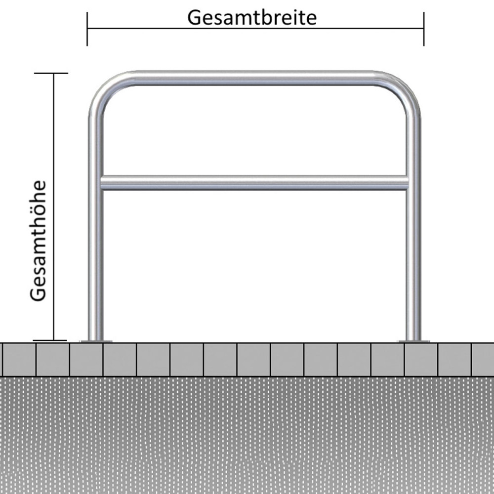 Rohrbügel aus Stahlrohr mit Querholm für Dübelbefestigung