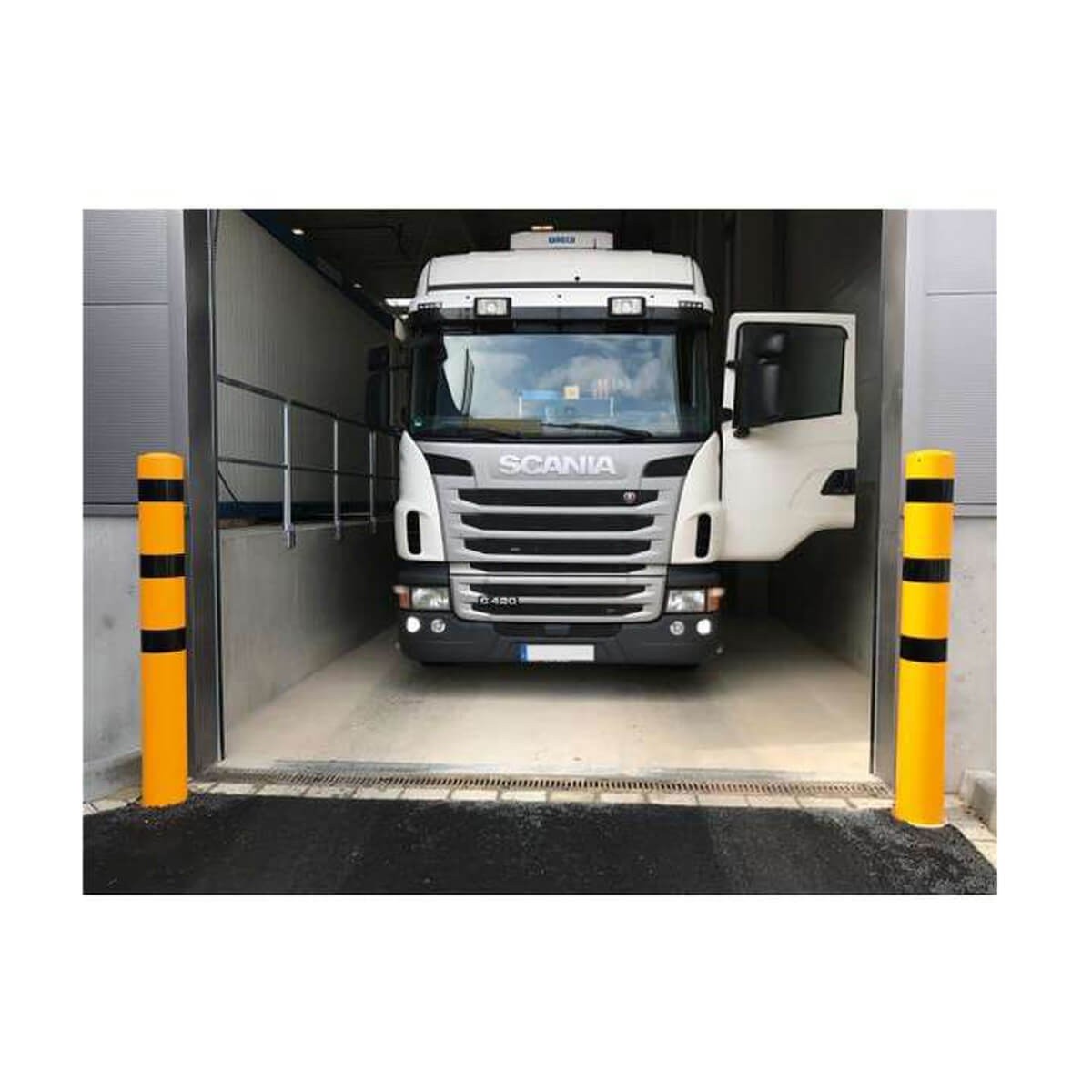 Stahlrohrpoller Rundrohr Ø 152 mm Absperrpfosten Werkschutz zum