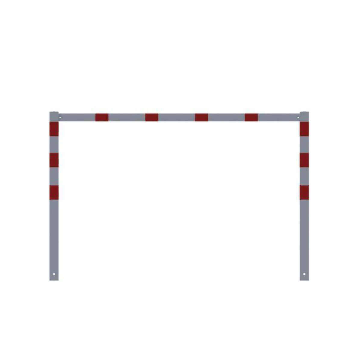 Wegesperre 70 x 70 mm ortsfest feststehend mit Oberholm weiß besch. / rote Streifen Breite 2000 mm