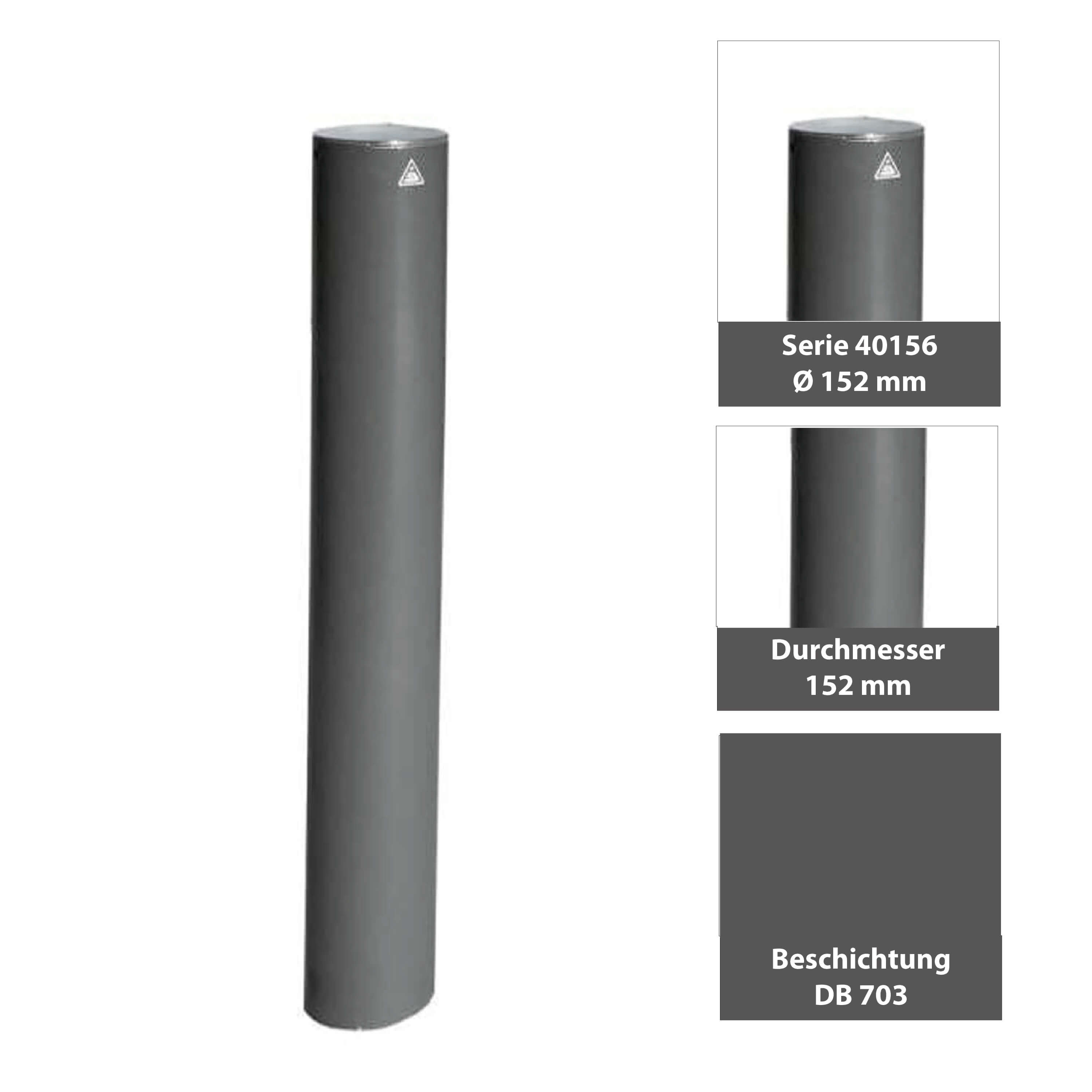 Stilpoller Ø 152 mm Serie 40156 mit Flachkopf ortsfest zum einbetonieren 
