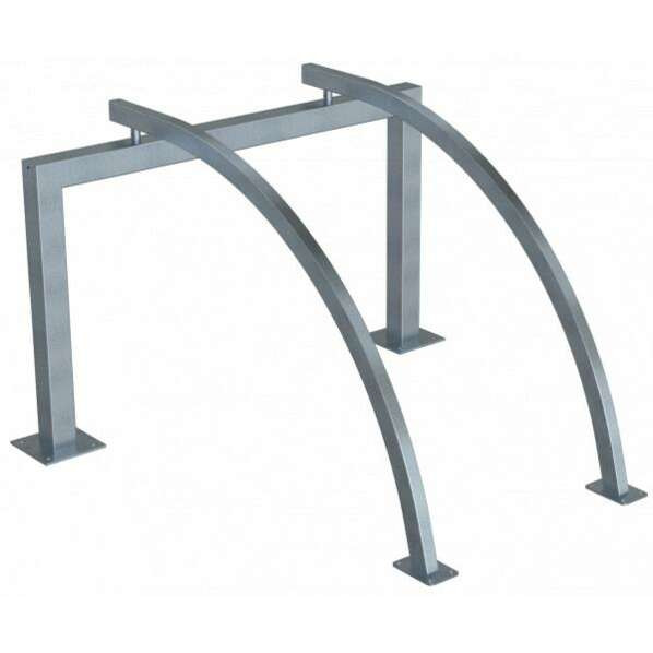 Fahrradanlehnbügel als Reihenanlage -  80 x 80 mm Stahlrohr -  2 Einstellplätze -  feuerverzinkt -  für Dübelbefestigung