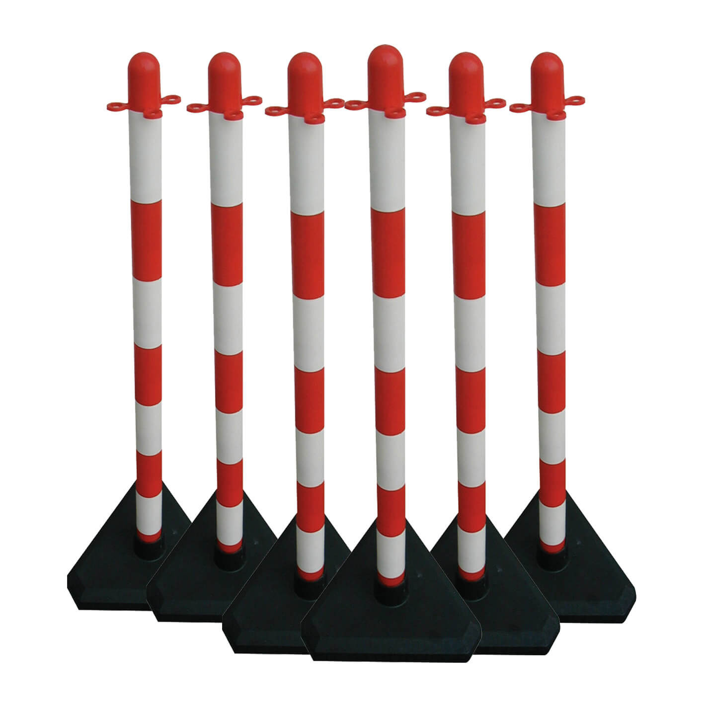 Kettenständer-Set 6 Kunststoffpfosten Ø 40 mm mit Beton gefülltem dreieckigen Fuß, 10 m Kunststoffkette