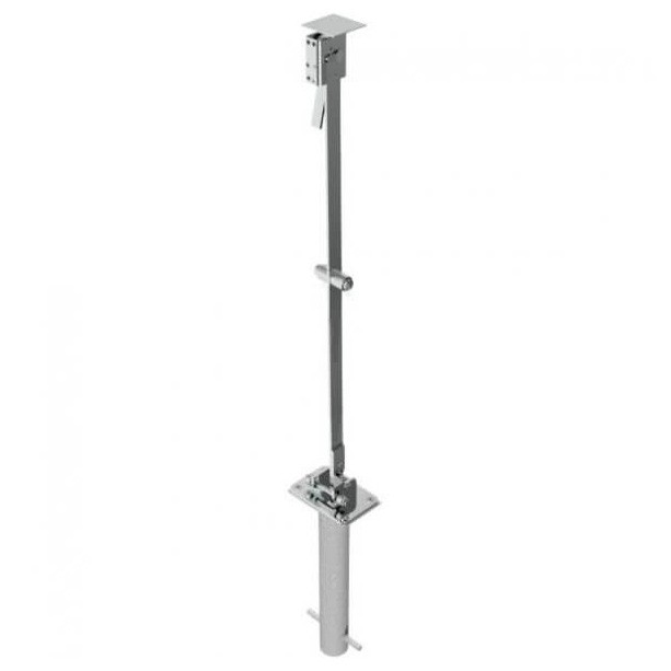 Edelstahlpfosten 70 x 70 mm, umlegbar, mit Profilzylinderschloss, zum einbetonieren