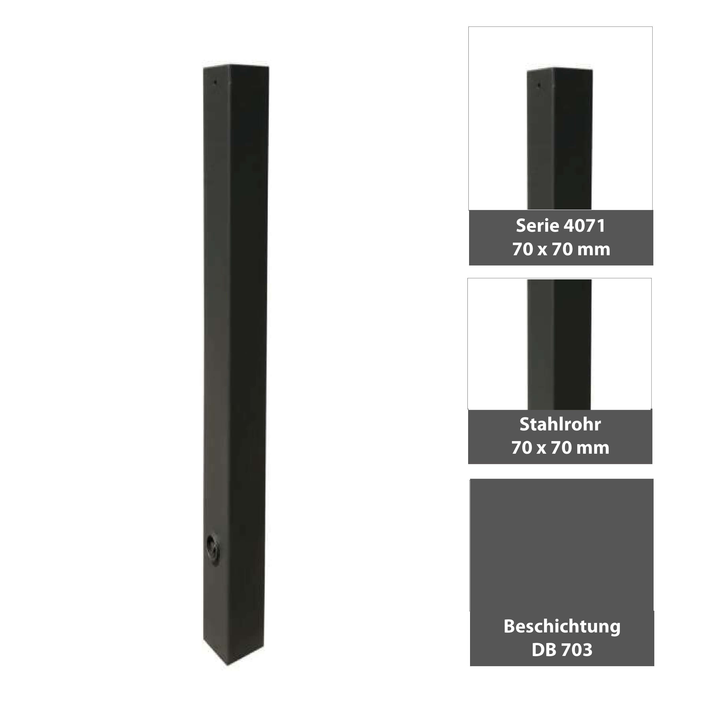 Stilpoller 70 x 70 mm Serie 4071 mit Flachkopf ortsfest zum einbetonieren 
