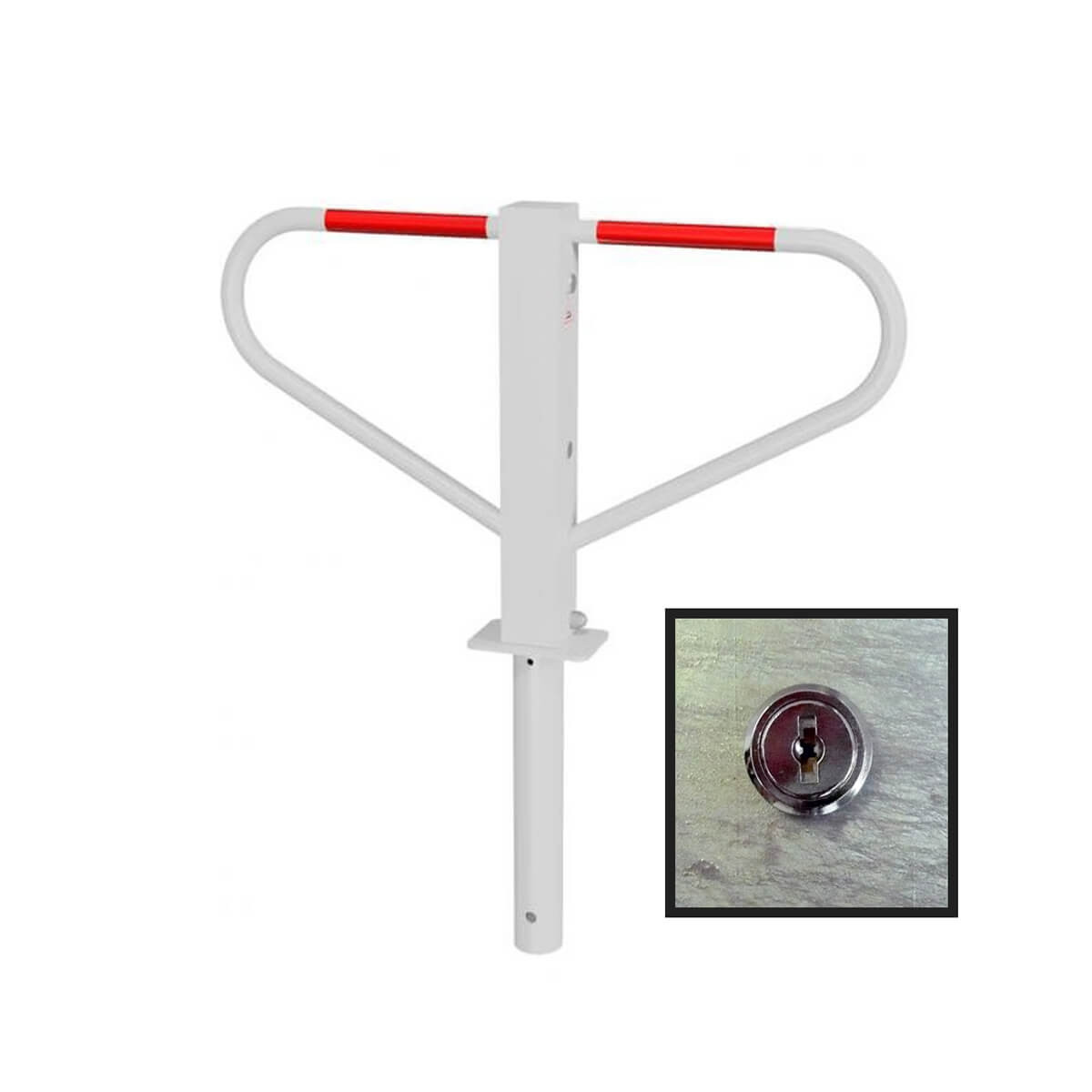 weiß besch. / rote Streifen