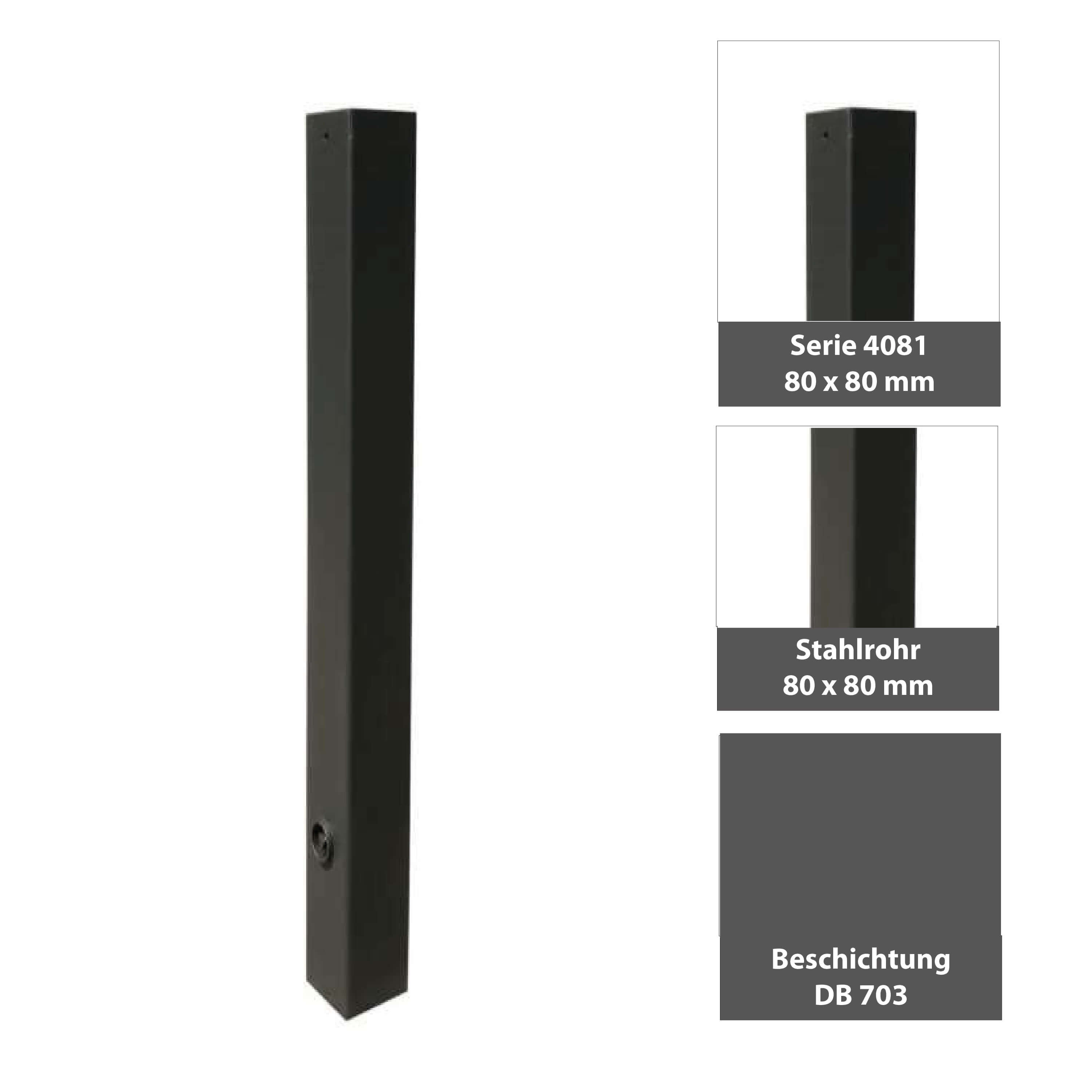 Stilpoller 80 x 80 mm Serie 4081 mit Flachkopf ortsfest zum einbetonieren 