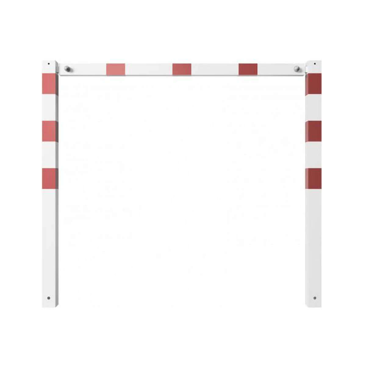 Wegesperre 70 x 70 mm ortsfest mit Oberholm weiß besch. / rote Streifen Breite 1500 mm