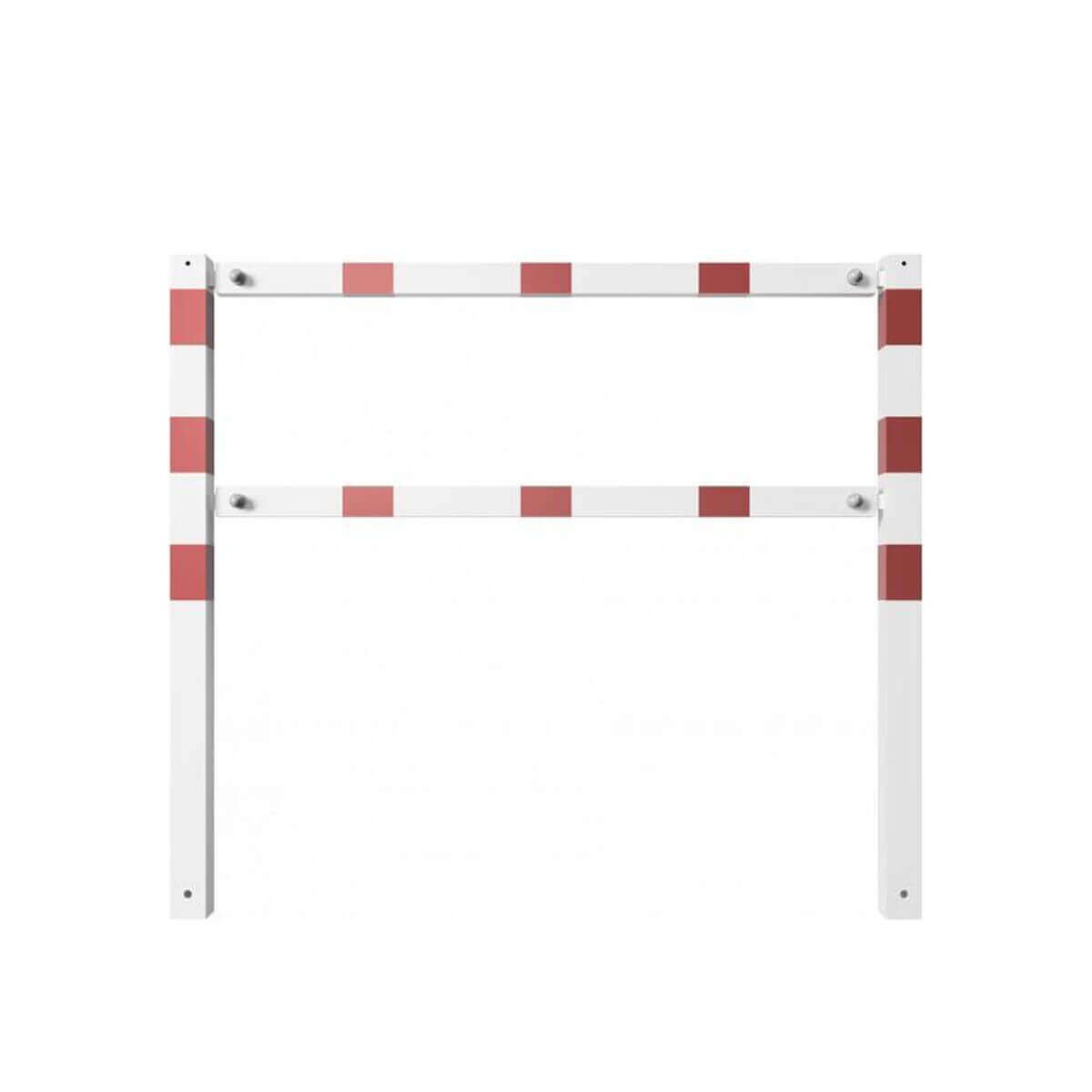 Wegesperre 70 x 70 mm ortsfest mit Ober- und Querholm weiß besch. / rote Streifen Breite 1500 mm