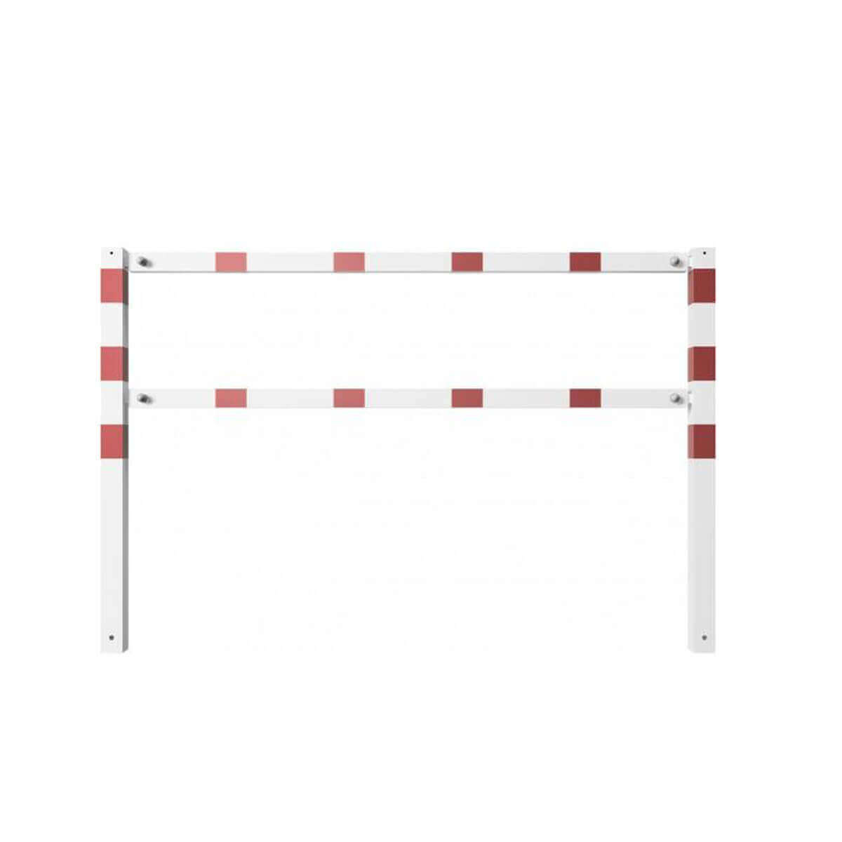 Wegesperre 70 x 70 mm ortsfest mit Ober- und Querholm weiß besch. / rote Streifen Breite 2000 mm