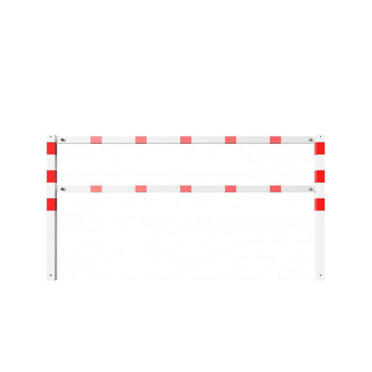 Wegesperre 70 x 70 mm ortsfest mit Ober- und Querholm weiß besch. / rote Streifen Breite 2500 mm