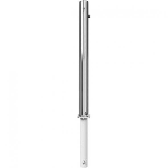 Edelstahlpfosten Ø 76 mm, mit Ziernut, umlegbar, mit Profilzylinderschloss, zum einbetonieren