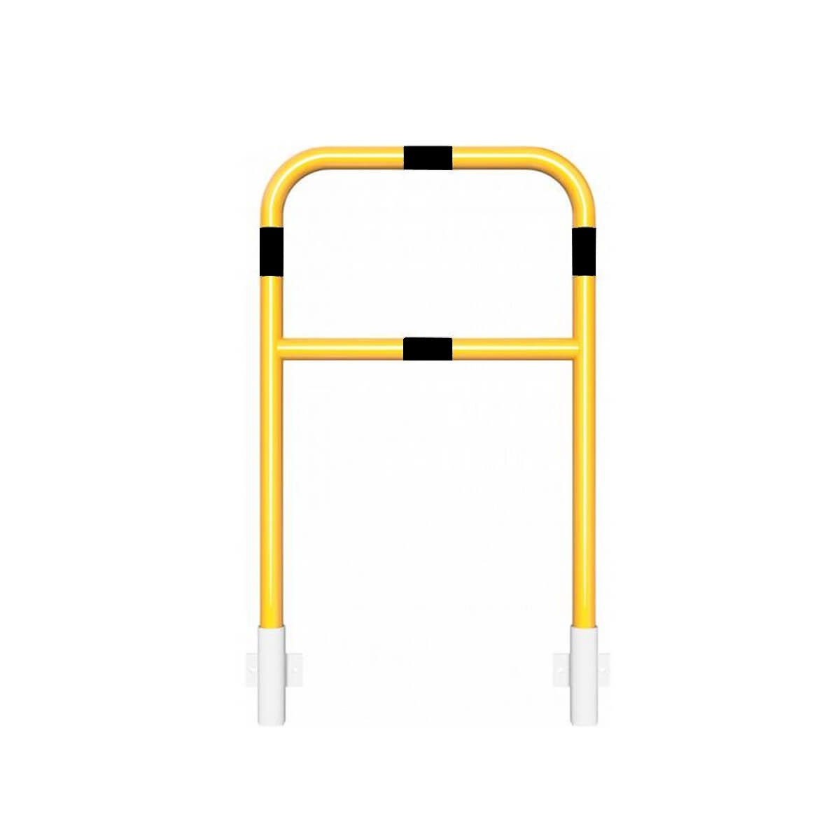 Schutzbügel mit Querholm Ø 48 x 2,5 mm für Wandmontage für Dübelbefestigung gelb / schwarz 700 mm