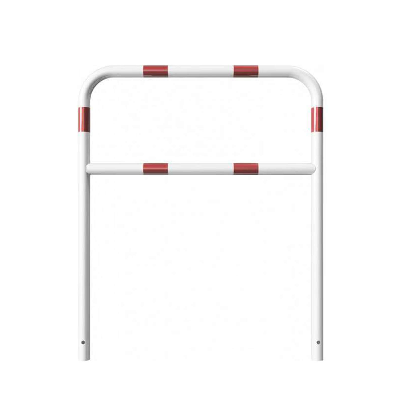 Rohrbügel aus Stahlrohr Ø 48 mm mit Querholm zum einbetonieren - weiß besch. / rote Streifen-1200 mm x 1000 mm