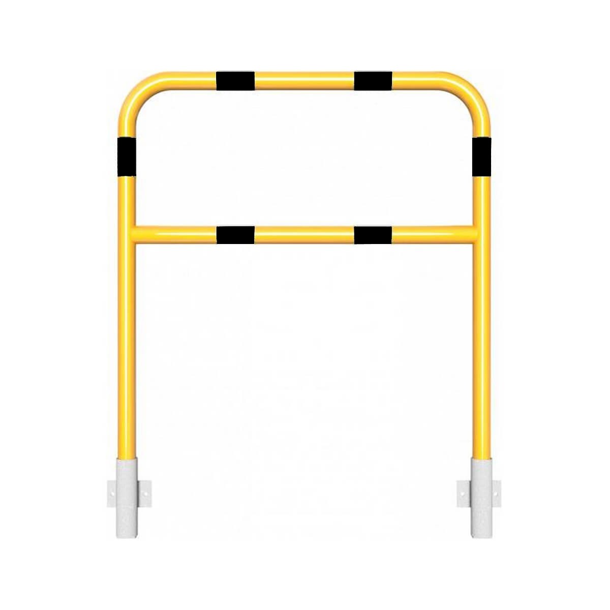 Schutzbügel mit Querholm Ø 48 x 2,5 mm für Wandmontage für Dübelbefestigung gelb / schwarz 1000 mm