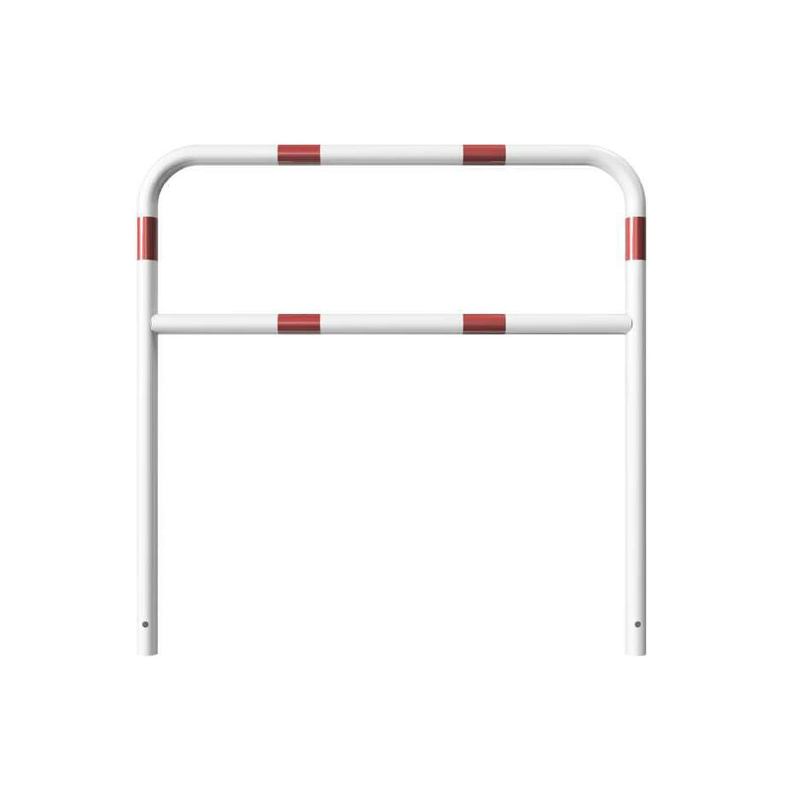 Rohrbügel aus Stahlrohr Ø 48 mm mit Querholm zum einbetonieren - weiß besch. / rote Streifen-1200 mm x 1200 mm