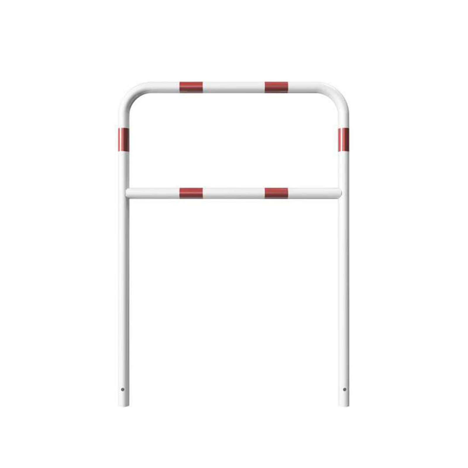 Rohrbügel aus Stahlrohr Ø 48 mm mit Querholm zum einbetonieren - weiß besch. / rote Streifen-1400 mm x 1000 mm