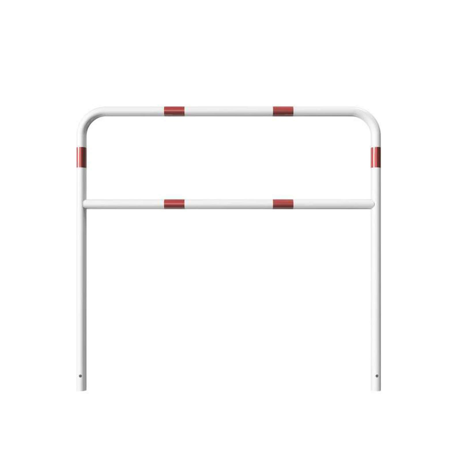 Rohrbügel aus Stahlrohr Ø 48 mm mit Querholm zum einbetonieren - weiß besch. / rote Streifen-1400 mm x 1500 mm