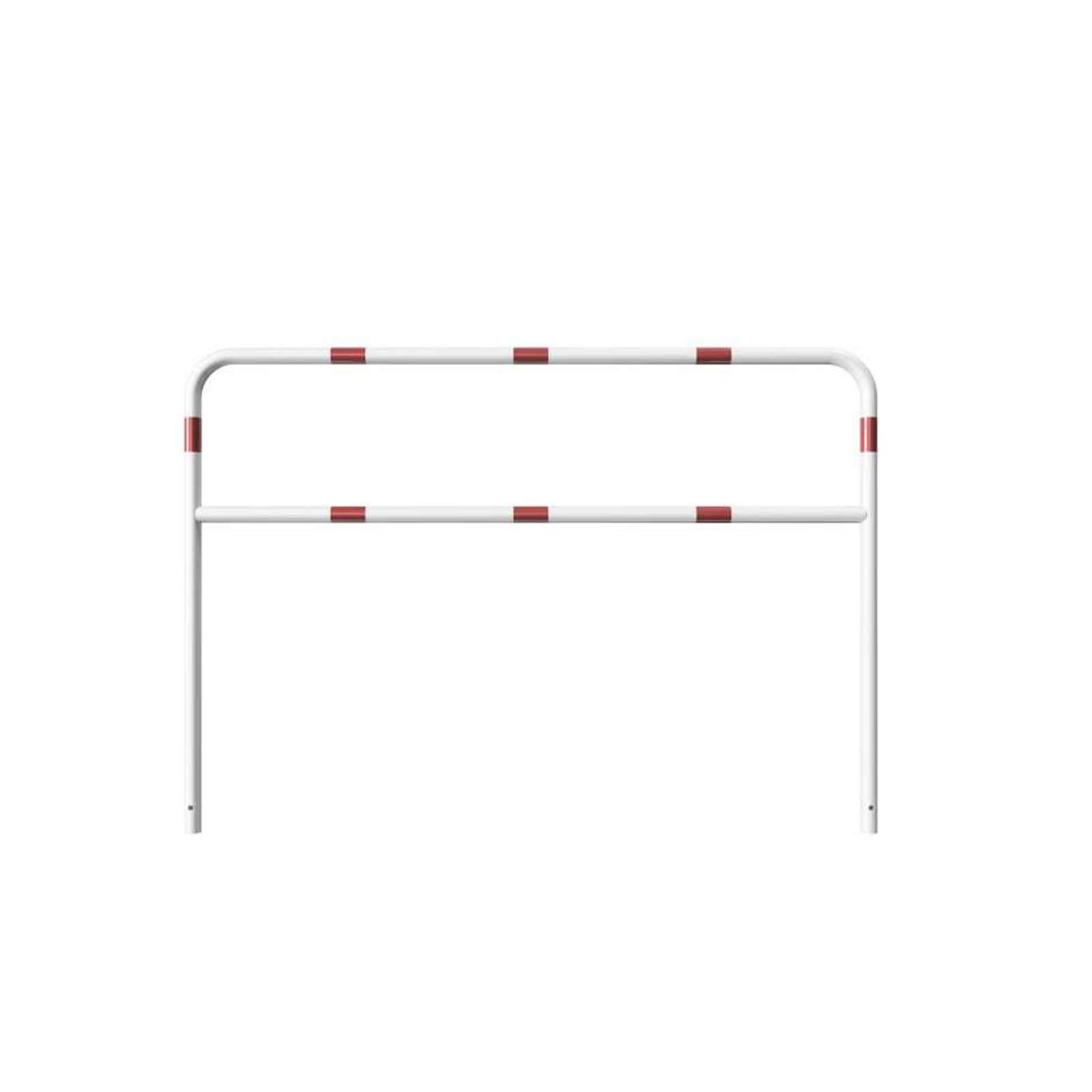 Rohrbügel aus Stahlrohr Ø 48 mm mit Querholm zum einbetonieren - weiß besch. / rote Streifen-1400 mm x 2000 mm