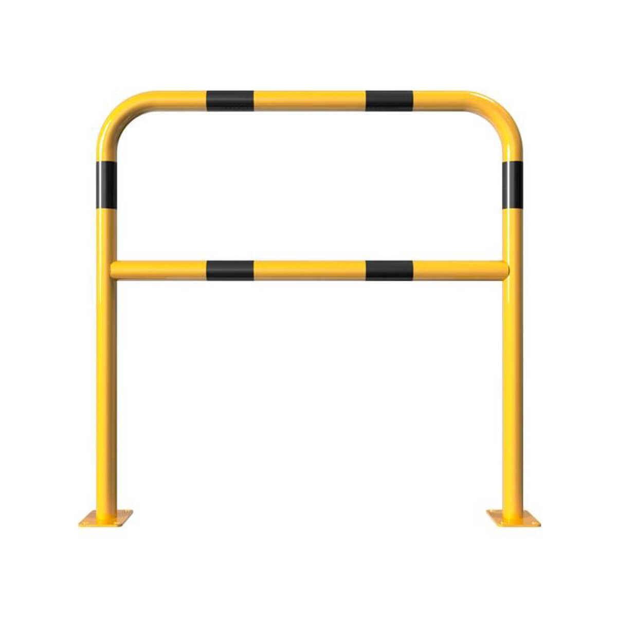 Schutzbügel mit Querholm Ø 48 x 2,5 mm für Dübelbefestigung gelb / schwarz 1000 mm