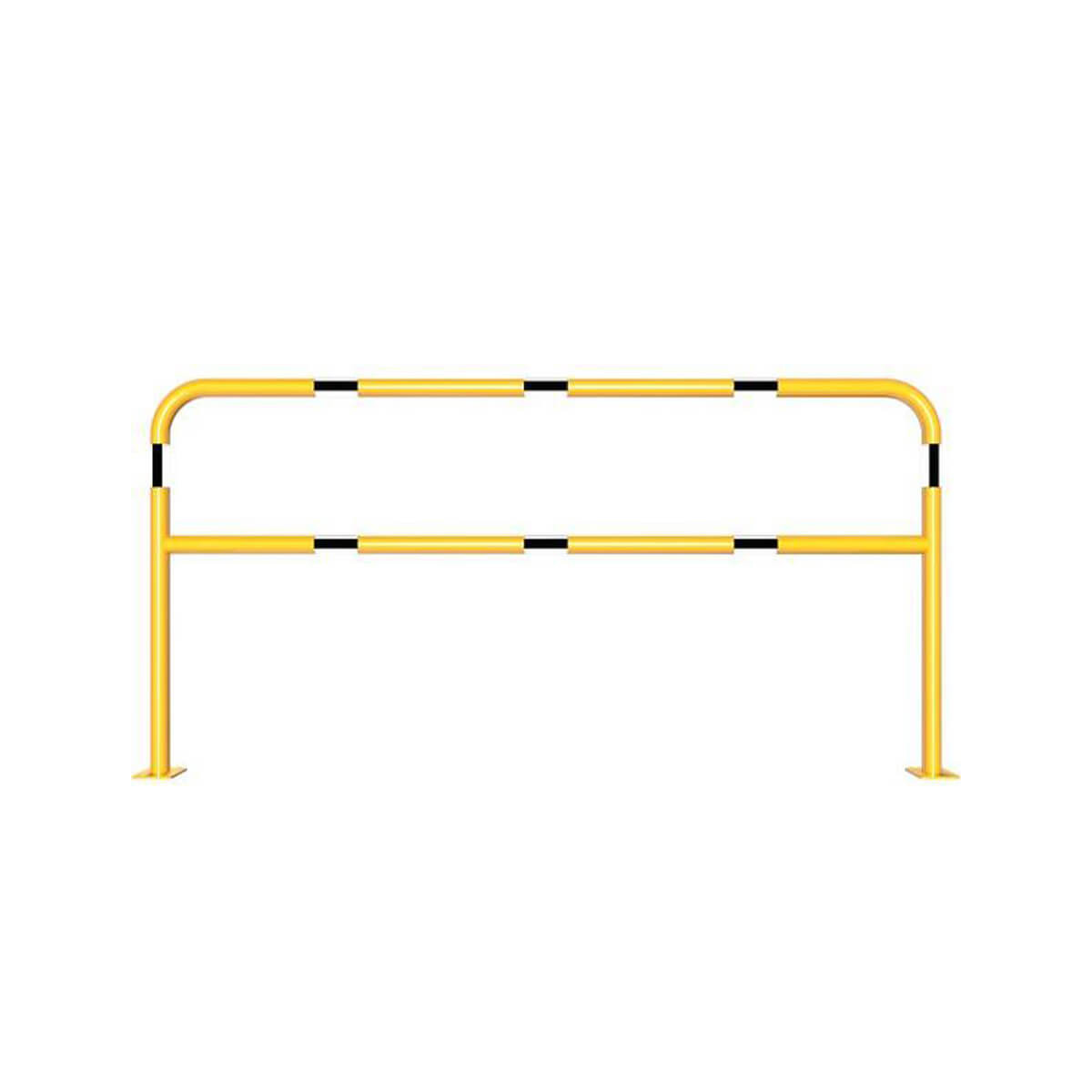 Schutzbügel mit Querholm Ø 48 x 2,5 mm für Dübelbefestigung gelb / schwarz 2000 mm