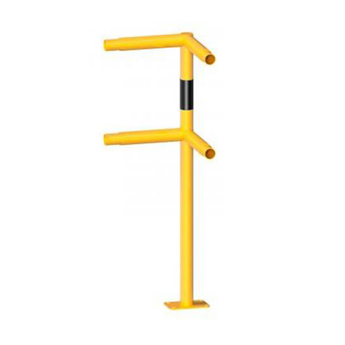 Schutzgeländer Ø 48 mm Stahlrohr Eckpfosten für Dübelbefestigung gelb / schwarz