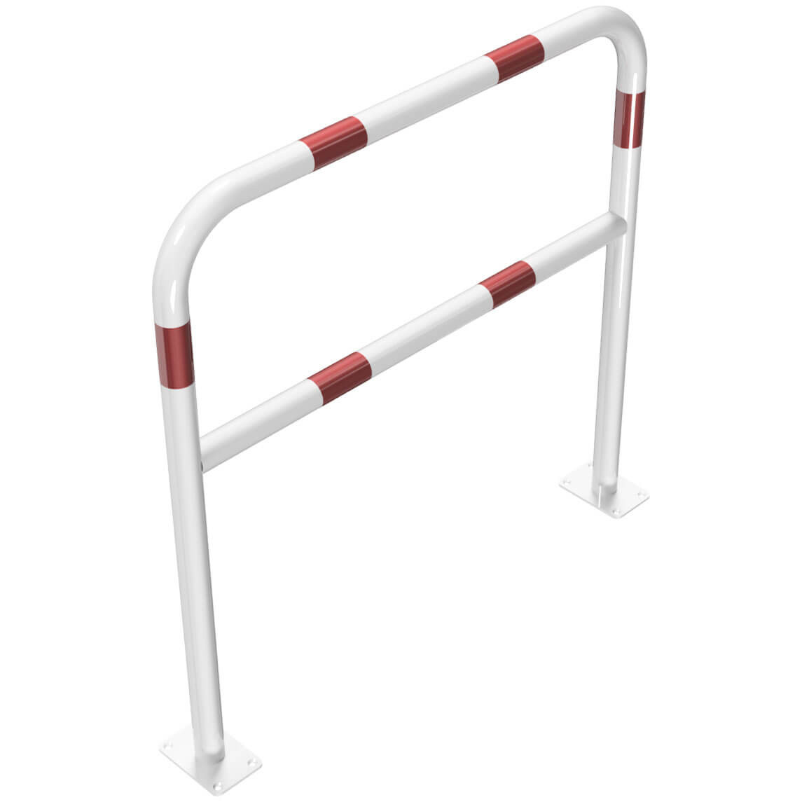 Rohrbügel aus Stahlrohr Ø 48 mm mit Querholm für Dübelbefestigung - weiß besch. / rote Streifen - mm x 1000 mm
