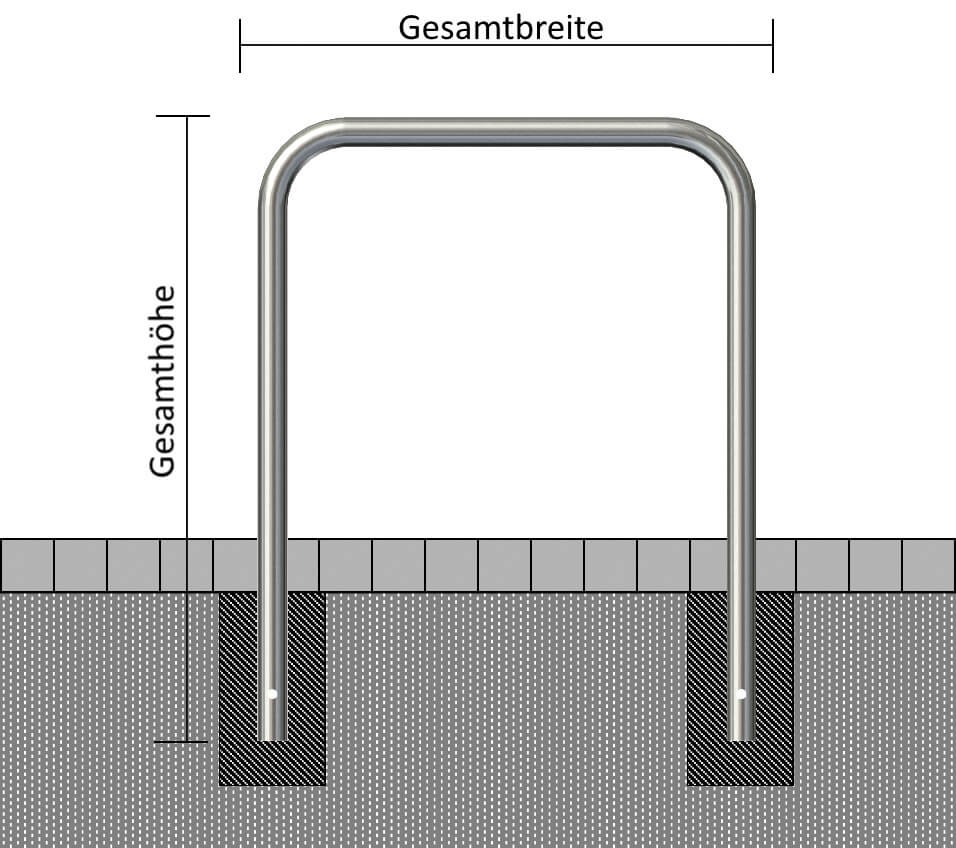 Edelstahlbügel Ø 48 mm, zum einbetonieren